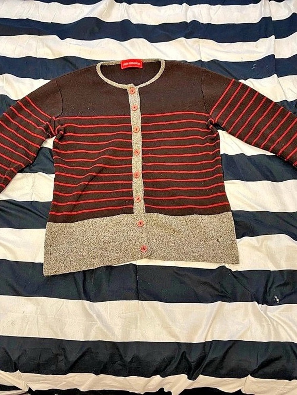 alain manoukian Striped Cardigan in Brown & Red Like New